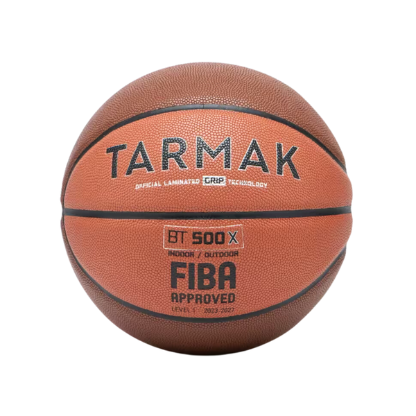 Tarmak Adult Size 7 Basketball BT500X - Laminated Grip - Brown/Orange