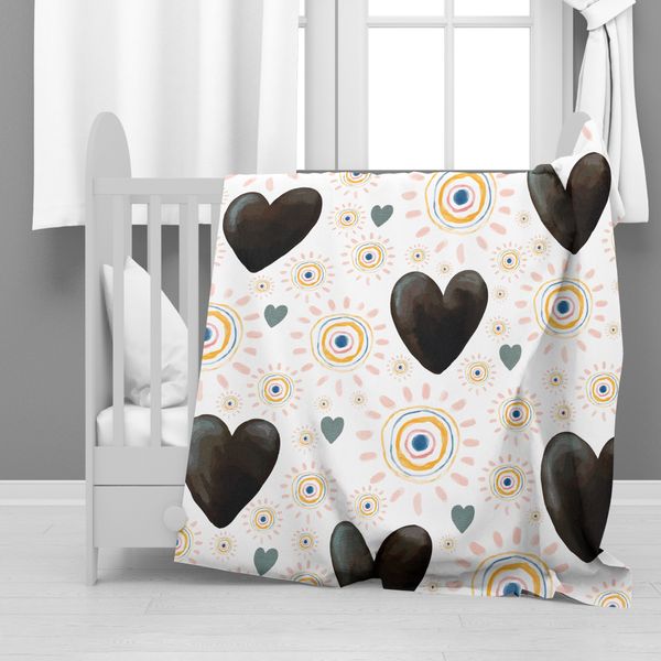 Heart &amp; Sun Pattern Minky Blanket