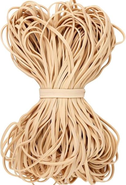 Size 128 Rubber Bands 200g Pack - Large Beige Elastic Bands (7.9" x 3/8")