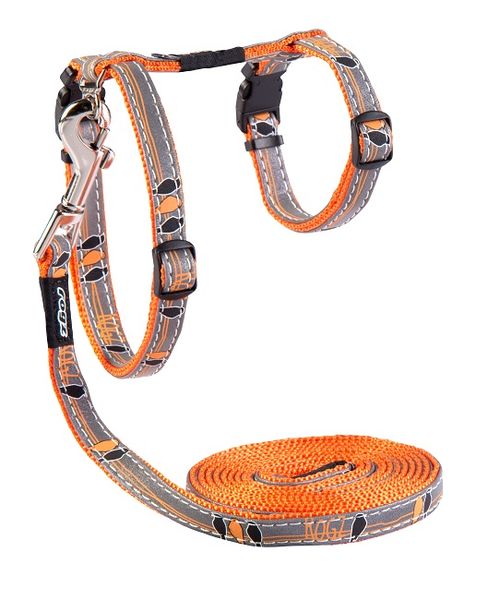 Rogz - 8mm NightCat Cat Lead/H-Harness - Orange Birds