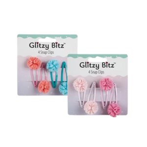 Hair Pins 4pc Snap Clips Pom Pom - 2 Pack