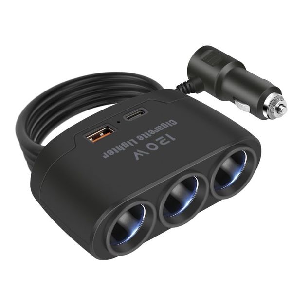 5-in-1 Cell Phone Car Charger, Multi-Function Cigarette Lighter Splitter