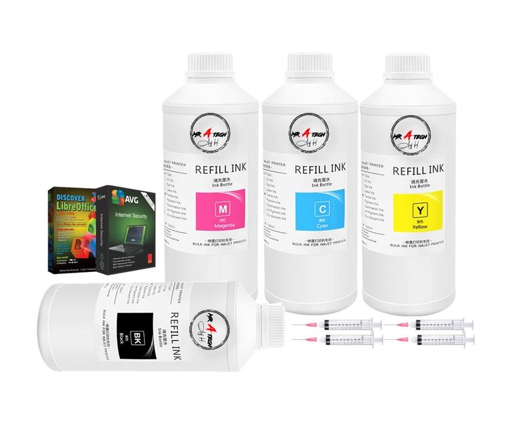 MR A TECH Refill Ink Compatible with Epson 103/106/101E EcoTank 1L - 4 Pack