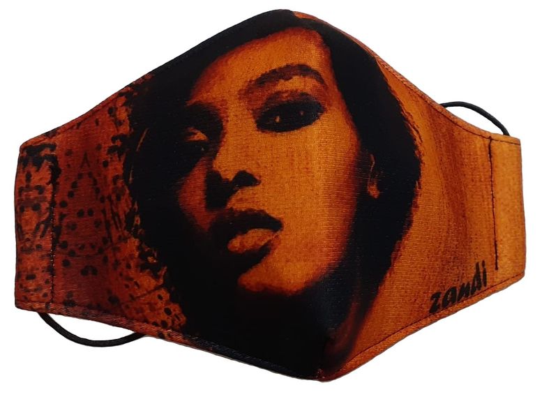 Zandi Face Mask - Ethnic Lady - Rust - Washable &amp; Reusable