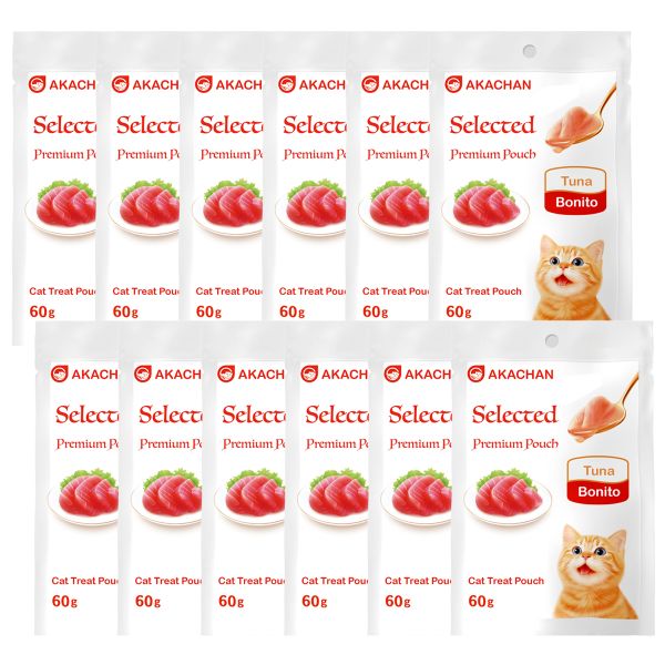 AKACHAN Selected Gourmet Pouch Cat Food 12 × 60 g - Tuna &amp; Bonito