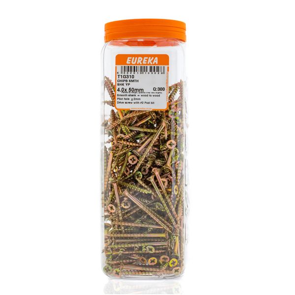 EUREKA Chipboard Screws Full Thread Yellow Zinc 4 x 50mm Q:300 T1G310