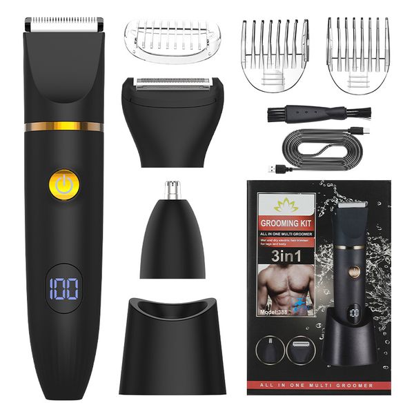 Body Trimmer,3 in1 Grooming Kit for Legs/Chest Hair Removal,IPX6 Waterproof