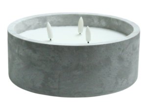 LED Candle 3 Wicks in Grey Ceramic Pot Not Scented 21x21cm