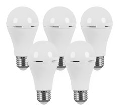 Five Loadshedding LED 20W Rechargeable Bulbs with Battery - Screw Type