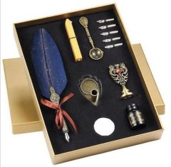 Antique Feather Quill Pen Set Calligraphy Writing