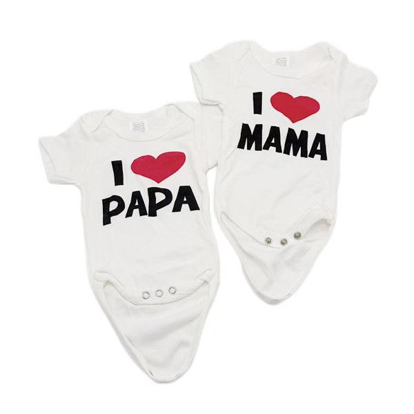 Newborn Baby Cotton Clothes l Love Mama + I Love PaPa set - 2 Piece - 0-3m