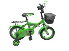Cute Kids Bicycle With Side Wheels- Green