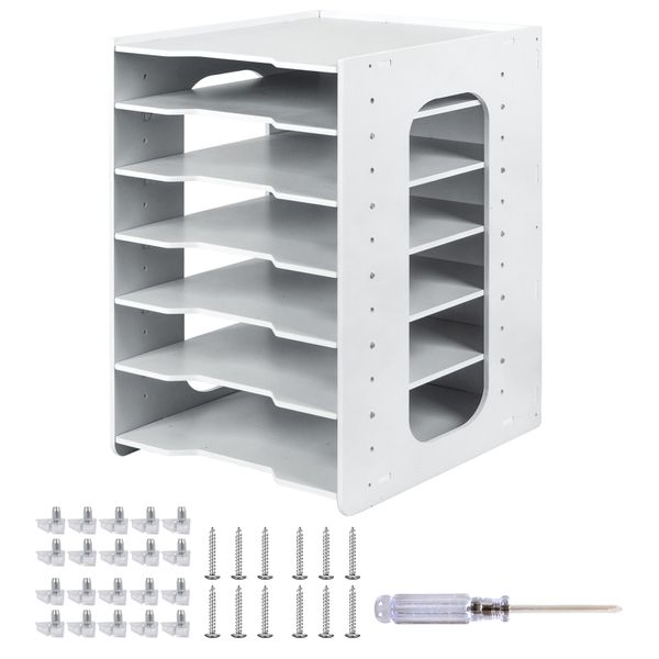 A4 Office Document Holder Desktop File Organizer 7 Layers 38cmH-White