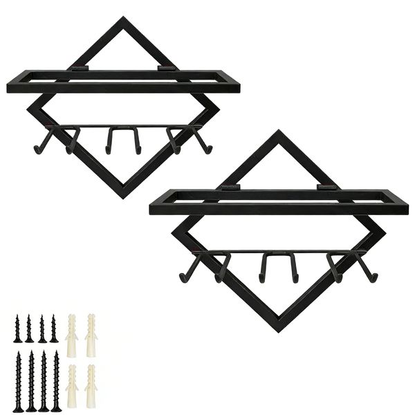 2 Pieces Wall-Mounted Wine Rack Glasses Holder Multifunction Display Shelf