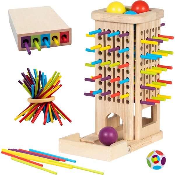 3-in-1 Montessori Wooden Board Game Set, Fine Motor Skills Toy