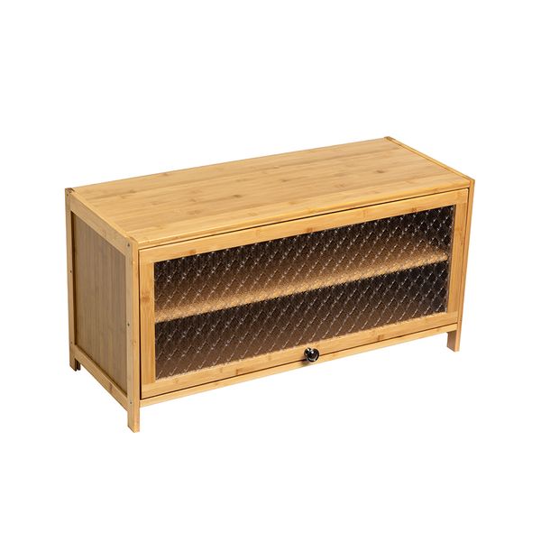 SHR-002-2-80, Bamboo-Wood 2 Tier 1 Door Shoes Rack