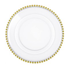 Plastic Transparent Underplate With Gold Trim Pattern 12 Pieces