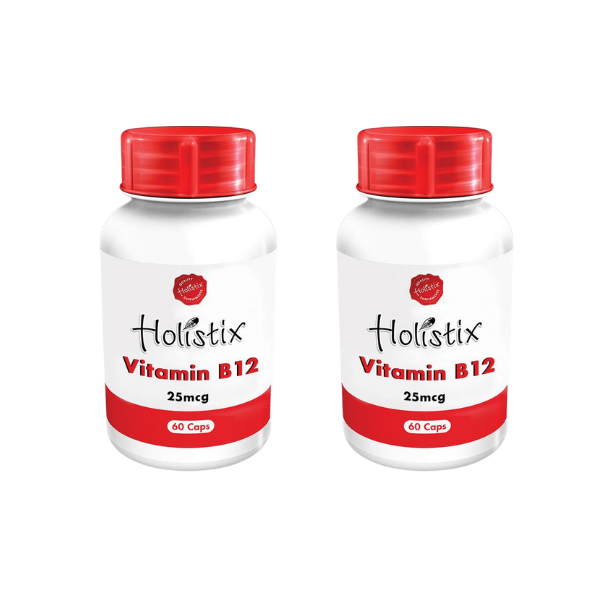 Vitamin B12 25mg Supplement - for Energy &amp; Nervous System - 2 x 60 Capsules