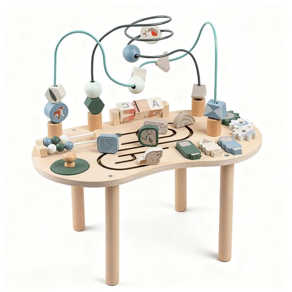 Wooden Sensory Activity Table Track - Montessori Play Table for Kids