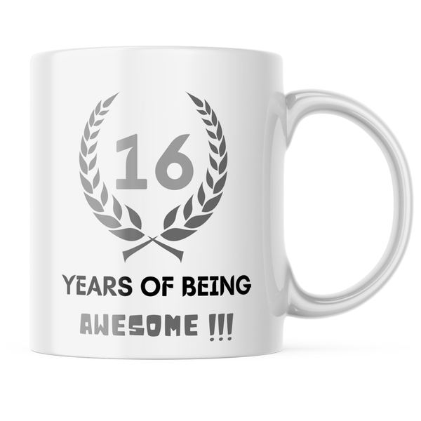 Ceramic 16 years of being Awesome Mug - White - 11 OZ