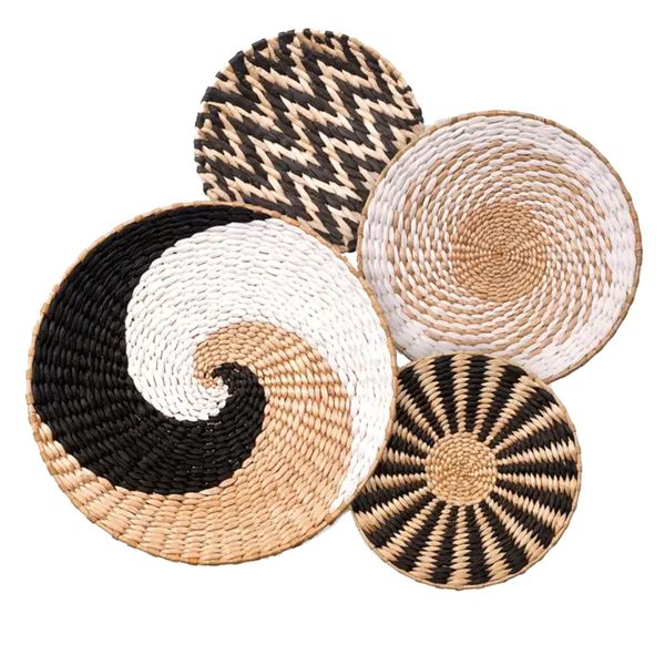 Decor Bohemian Handmade Woven Hanging Wall Basket 4 Piece