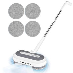 BezosMax Cordless Electric Mop, Electric Spin Mop with Water Sprayer &amp; LED