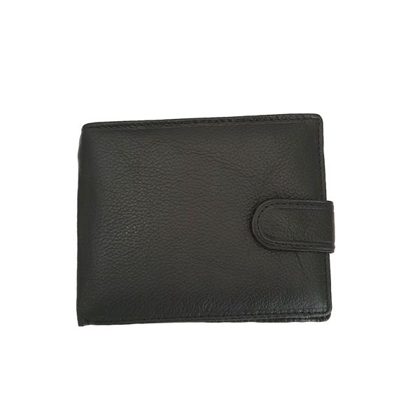 Black Leather Bifold Wallet hold 4 Cards