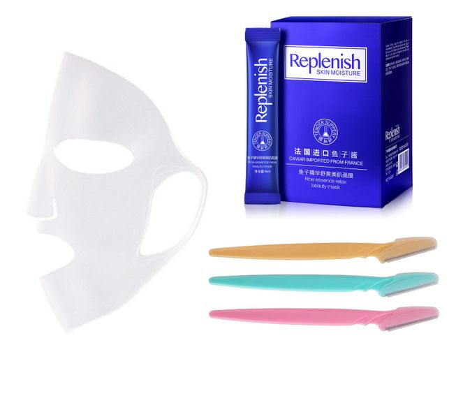 Masks Set - Caviar Gel Masks, Silicone Face Mask &amp; 3 Razors