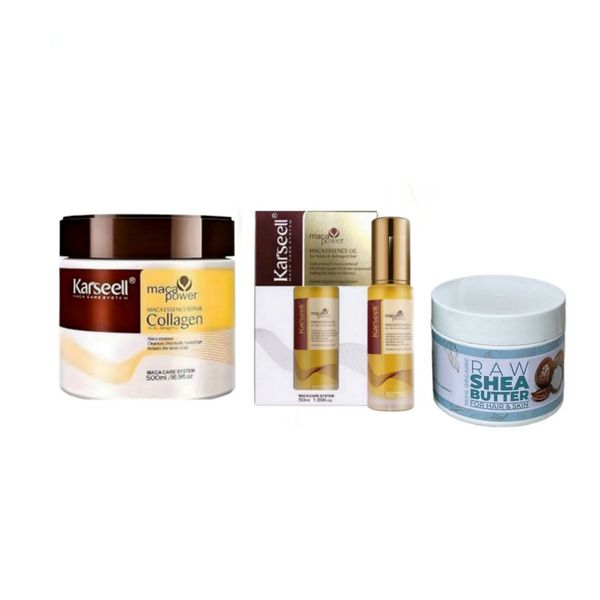 Karseell Maca Essence Repair Collagen Mask, Hair Oil &amp; Raw Shea Butter