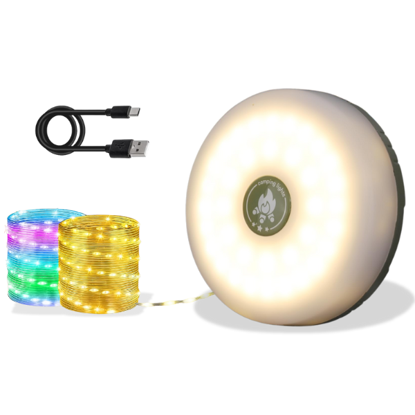 Outdoor Rechargeable LED Camping String Lights Portable Tent &amp; Garden