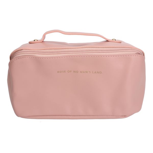 Pink PU Makeup Bag - Large Travel Organizer