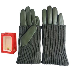 Leather Gloves with Knit Wrist Warmers,