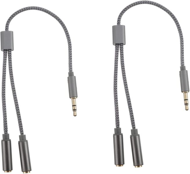 4pcs Headphone Jack Adapter Nylon Woven Audio Cable Splitter Dual Female