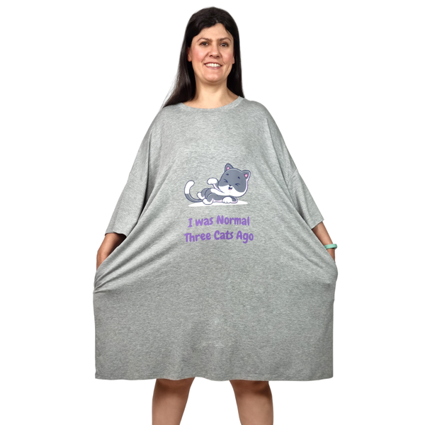 The Snooby Women's Bamboo Sleep Shirt - Chilled Cat