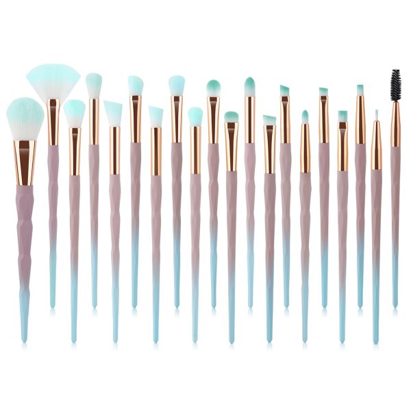 Pro 20-Piece Synthetic Fiber Brush Set - Face, Eye &amp; Lip Full Coverage