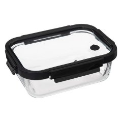 5five Glass Food Storage Container with Black Cliplock Lid &amp; Airvent 1330ml