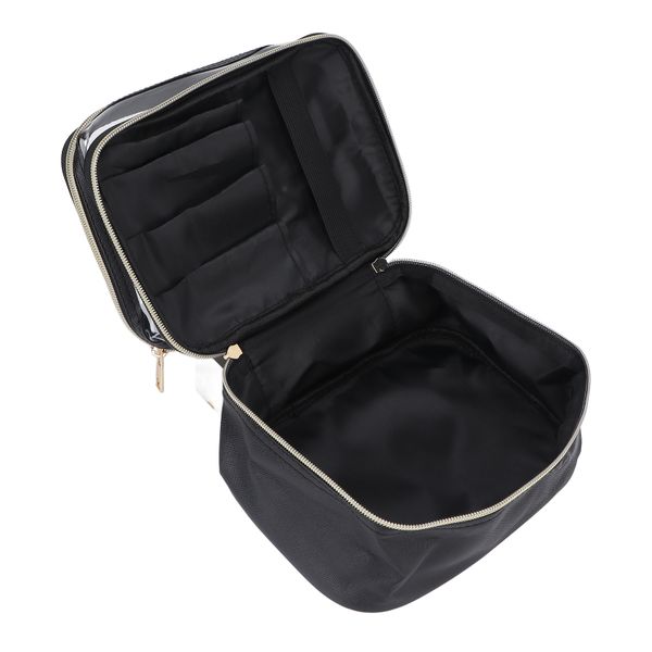 Makeup Bag Large Capacity Handheld PVC Double Layer Cosmetic for Travel