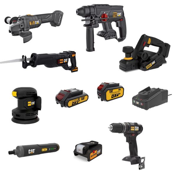 CAT - Cordless 9 Piece Powertool Combo Kit - Batteries &amp; Charger