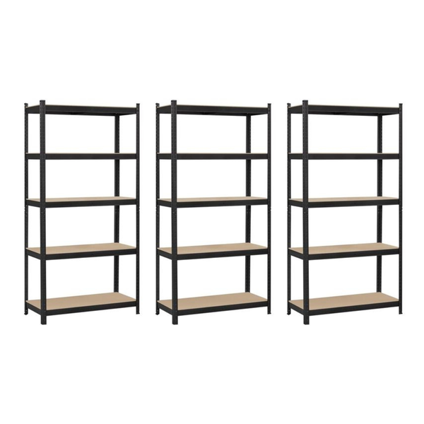 Set of 3 - 5-Tier Steel Storage Shelving Units | Adjustable &amp; Modular Racks