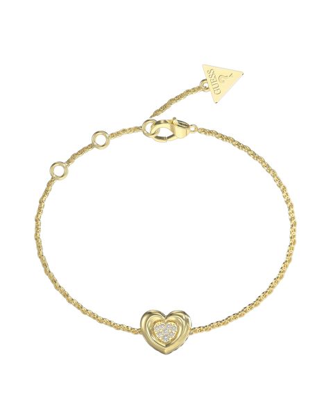 Guess Jewellery ''L.O.V.E''Ladies Bracelet, 12mm Gold Pavé Heart Charm