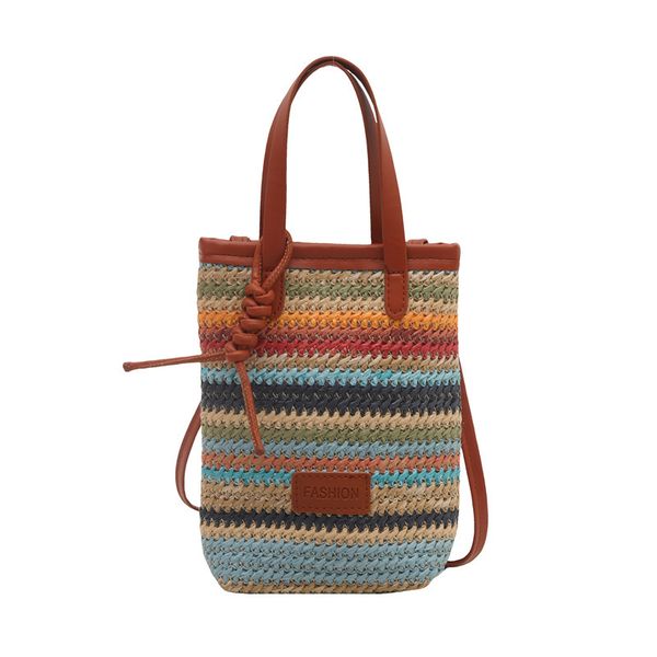 Colorful Striped Woven Crossbody Bag