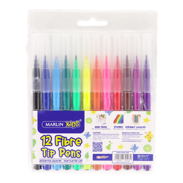 Marlin Kids - 12 Fibre Tip Pens (Pack Of 12)