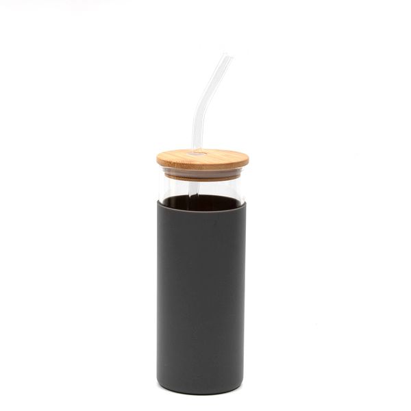 Glass Tumbler with Straw