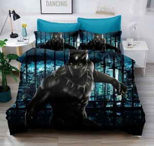 Linen Boutique - Kids Duvet Cover Set-BlackPanther-Dark Night