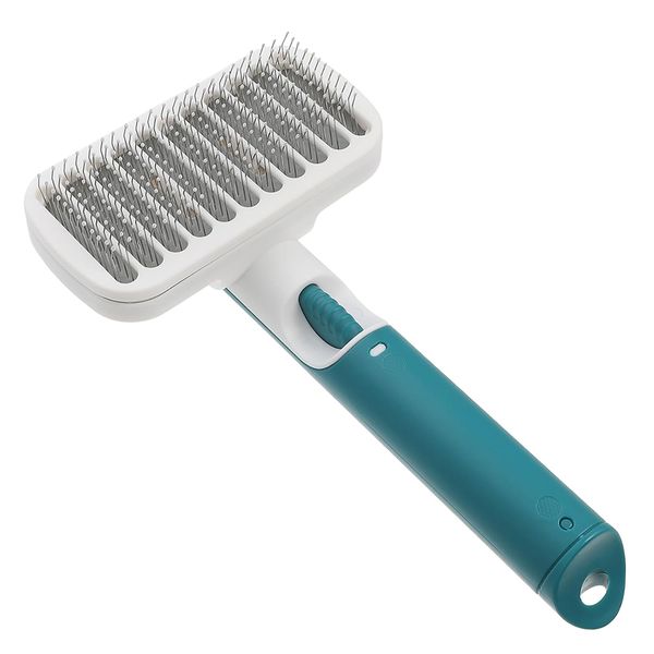 Portable Pet Self-Cleaning Slicker Deshedding Brush for Dogs &amp; Cats - Green