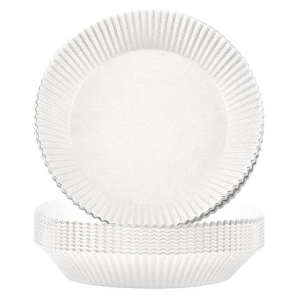 50-Pieces Non-Stick Disposable Air Fryer Paper Liners - 20cm - White