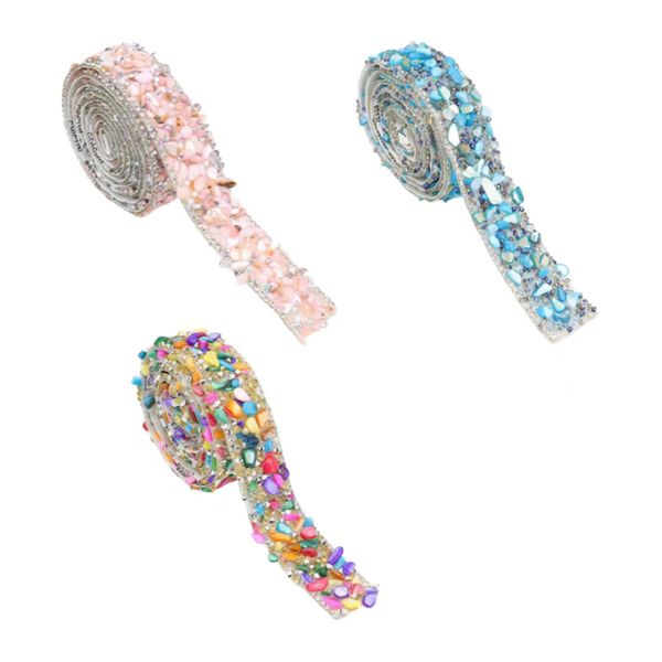 3Pcs Self-Adhesive Resin Rhinestone Strip DIY Clothing Accessories