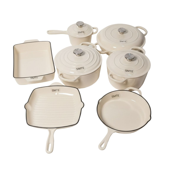 11 Piece Cast Iron Oven Cookware Set with Lids