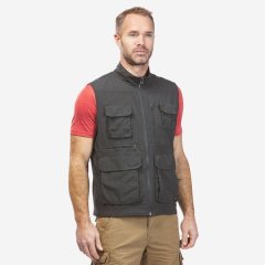 Forclaz Men's Multi-Pocket Travel Trekking Gilet - Travel 100 - Grey