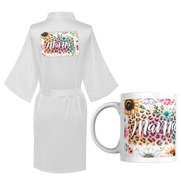 Mom Printed Summer Gown with Mug-Sunflower MAMA